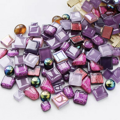 Placi de mozaic de sticlă cu sclipici de culori asortate de 100 g pentru bricolaj Artizanat, albastru, verde, bulkhobby