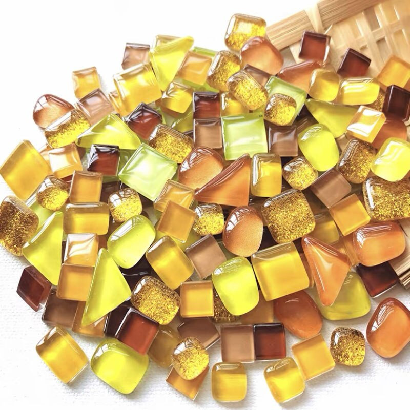 Placi de mozaic de sticlă cu sclipici de culori asortate de 100 g pentru bricolaj Artizanat, albastru, verde, bulkhobby