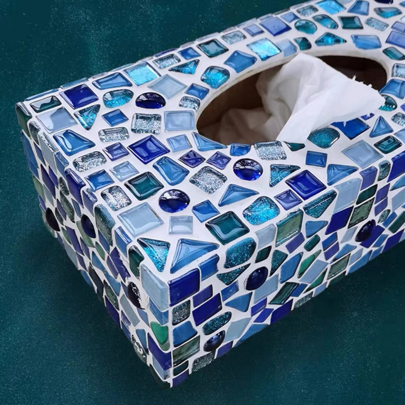 Placi de mozaic de sticlă cu sclipici de culori asortate de 100 g pentru bricolaj Artizanat, albastru, verde, bulkhobby