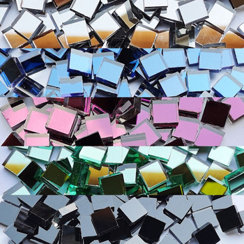 50 τεμ. τετράγωνο κρυστάλλινο γυαλί καθρέφτη κομμένη επιφάνεια μωσαϊκό πέτρες DIY Χειροποίητα δημιουργικά αξεσουάρ διακόσμησης Αυτοκόλλητα