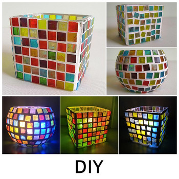 50PCS Прозрачни квадратни стъклени цветни мозаечни камъни Направи си сам ръчно изработени детски креативни аксесоари за декорация на стени Стикери