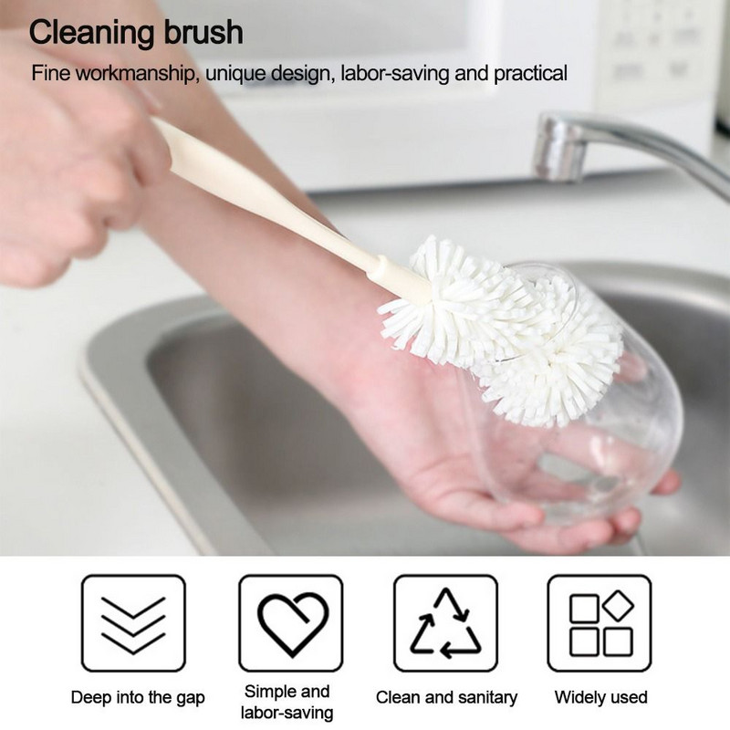 Perie de curățare pentru suzetă, 2 buc., cu cap moale, de mână, nano burete, perie pentru biberoane.