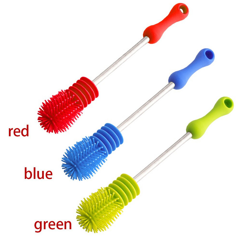 Küürimispuhastaja tassihari silikoonist söötepudelihari pika varrega Multifunktsionaalne pöörleva käepidemega pehme käsn