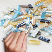 100g Μικτού χρώματος Τετράγωνη λωρίδα βιτρό Καθαρό γυαλί Μωσαϊκό Τεμάχια DIY Μωσαϊκά Πλακάκια Χόμπι Τέχνη Χειροτεχνία Υλικό