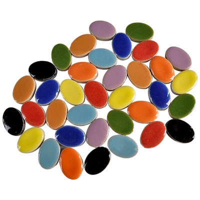 60бр. Овални керамични мозаечни плочки Многоцветни мозаечни парчета Направи си сам камъни за правене на мозайка за хоби Изкуства Стени Занаяти Декорация