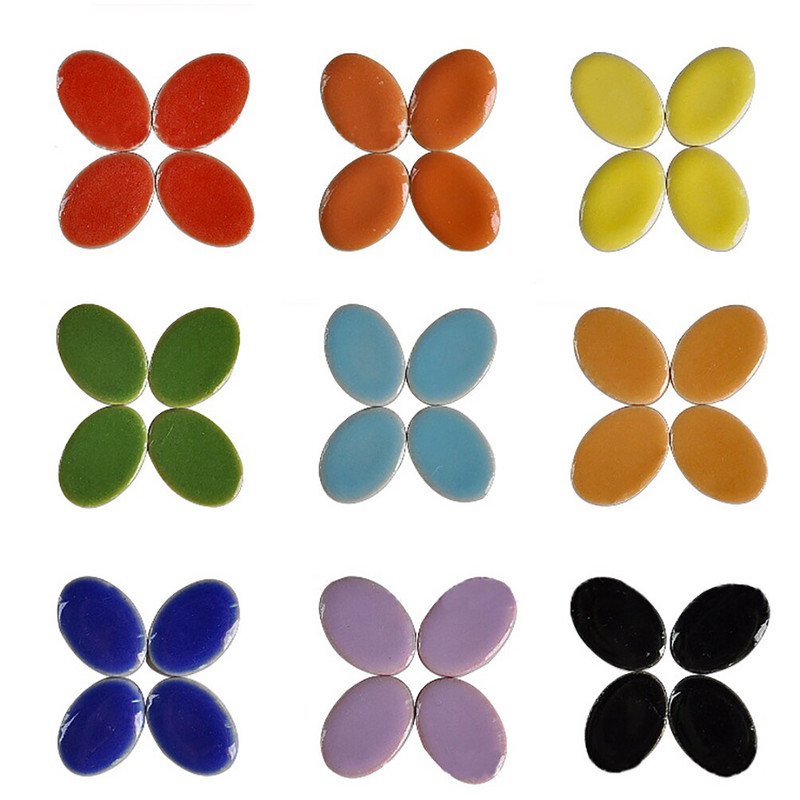 60τμχ Οβάλ κεραμικά μωσαϊκά πλακάκια Πολύχρωμα μωσαϊκό κομμάτια Μωσαϊκό DIY Κατασκευή πέτρες για Χόμπι Τέχνες Χειροτεχνία τοίχου Διακόσμηση