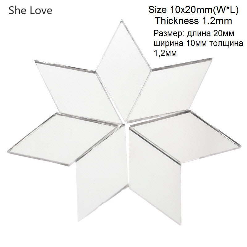 Chzimade 100Pcs/lot 10x20mm Diamond Shape Glass Mirror Mosaic Tiles For Home Decorating Crafts Diy Αξεσουάρ τοίχου μπάνιου