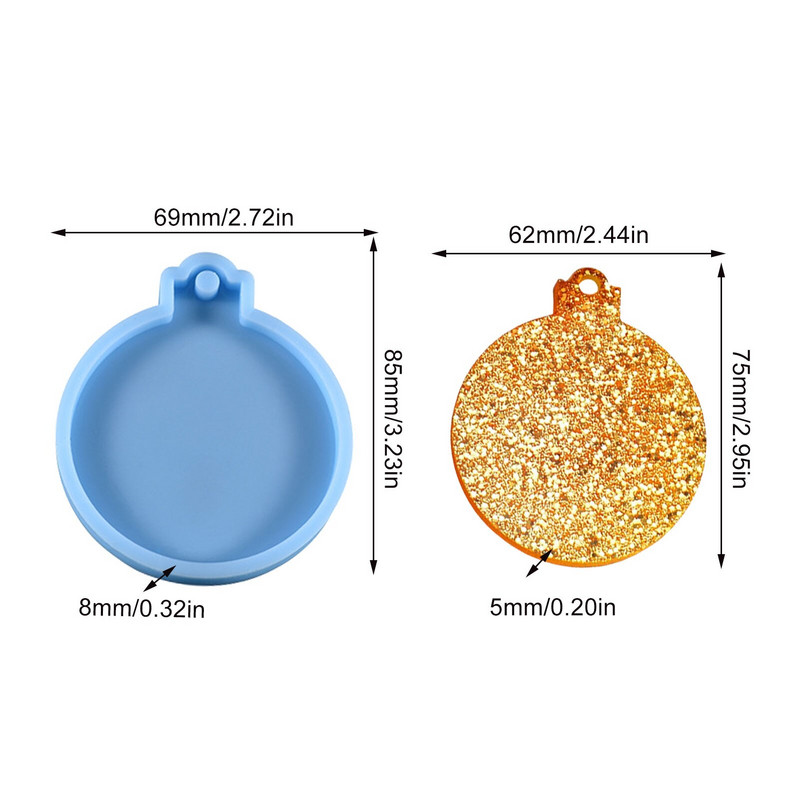 4 bucăți pandantive de Crăciun Matrite din rășină Forme rotunde de turnare din silicon Matrite pentru bricolaj Artizanat Mucegai din silicon pentru bricolaj brelocuri lumina
