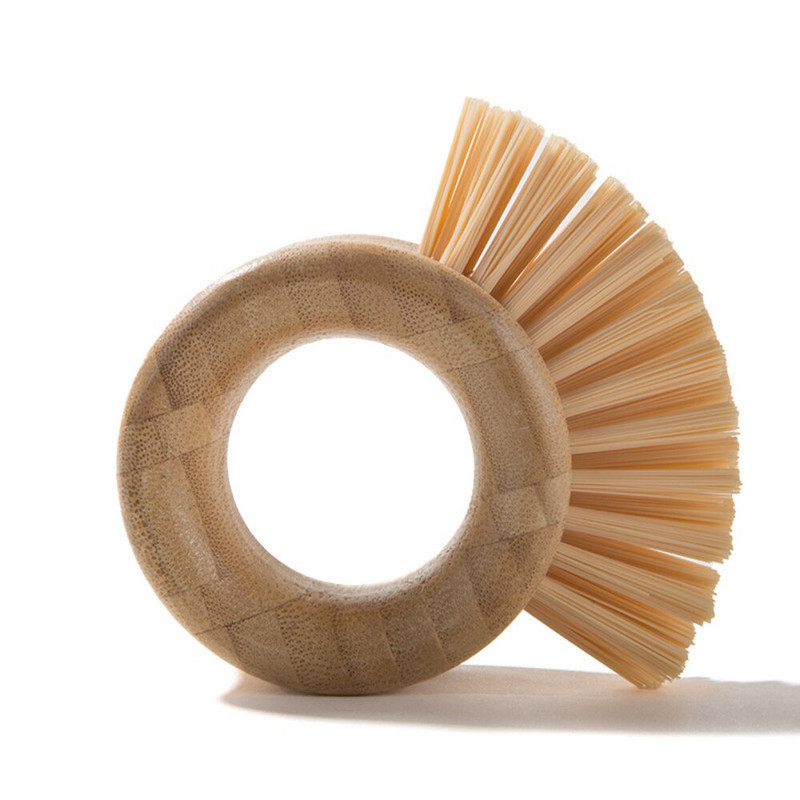 Βούρτσα καθαρισμού κουζίνας Σιζάλ μπαμπού σε σχήμα δακτυλίου λαβή για πιάτα Μπολ Κατσαρόλα Βούρτσα φρούτων λαχανικών Βούρτσα καθαρισμού Εργαλεία κουζίνας