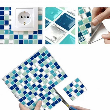 Практичен стикер за стена, самозалепващи се стикери за плочки с цветни блокове, влагоустойчива мозайка, гръб Кухня, баня, стикер за стена