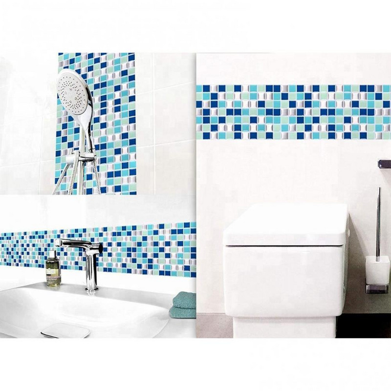 Praktiska sienas uzlīme Pašlīmējoša krāsu bloku flīžu uzlīmes Mitrumizturīgas mozaīkas Backsplash virtuves vannas istabas sienas uzlīme