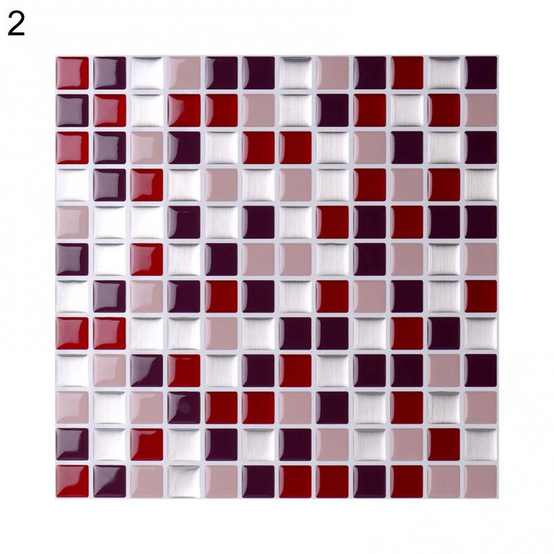 Praktiska sienas uzlīme Pašlīmējoša krāsu bloku flīžu uzlīmes Mitrumizturīgas mozaīkas Backsplash virtuves vannas istabas sienas uzlīme