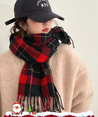 Γυναικείο καρό κασκόλ με κρόσσια - μήκος 196 cm