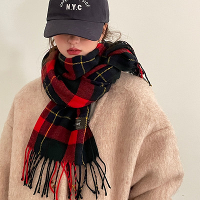 Γυναικείο καρό κασκόλ με κρόσσια - μήκος 196 cm