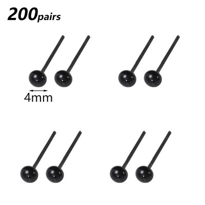 Nonvor 200 porų plastikinės akutės adatiniam vėlimui Meškiukai Lėlės Gyvūnai „Pasidaryk pats“ rankų darbo žaislinės lėlės priedai 2/3/4/5/6 mm