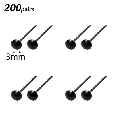 Nonvor 200 porų plastikinės akutės adatiniam vėlimui Meškiukai Lėlės Gyvūnai „Pasidaryk pats“ rankų darbo žaislinės lėlės priedai 2/3/4/5/6 mm