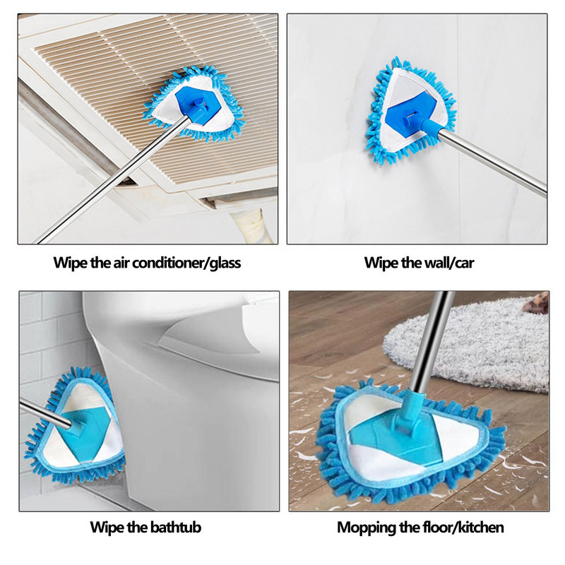 Triangle Lazy Cleaning Mop Πτυσσόμενη σφουγγαρίστρα σενίλ Σφουγγαρίστρα σκόνης καθαρισμού πλακιδίων τοίχου και οροφής Καθαρισμός οικιακής σφουγγαρίστρας τζαμιού δαπέδου