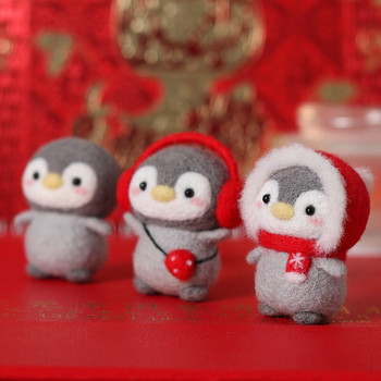 Незавършен комплект от филц 2021 Нов най-нов забавен празничен коледен новогодишен пингвин вълнена игла комплект от филц пакет Направи си сам ръчно изработена кукла играчка