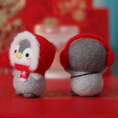 Befejezetlen filckészlet 2021 Új, legújabb vicces, ünnepi karácsonyi újévi pingvin gyapjú tűfilc készlet csomag, barkácsolás, kézzel készített babajáték