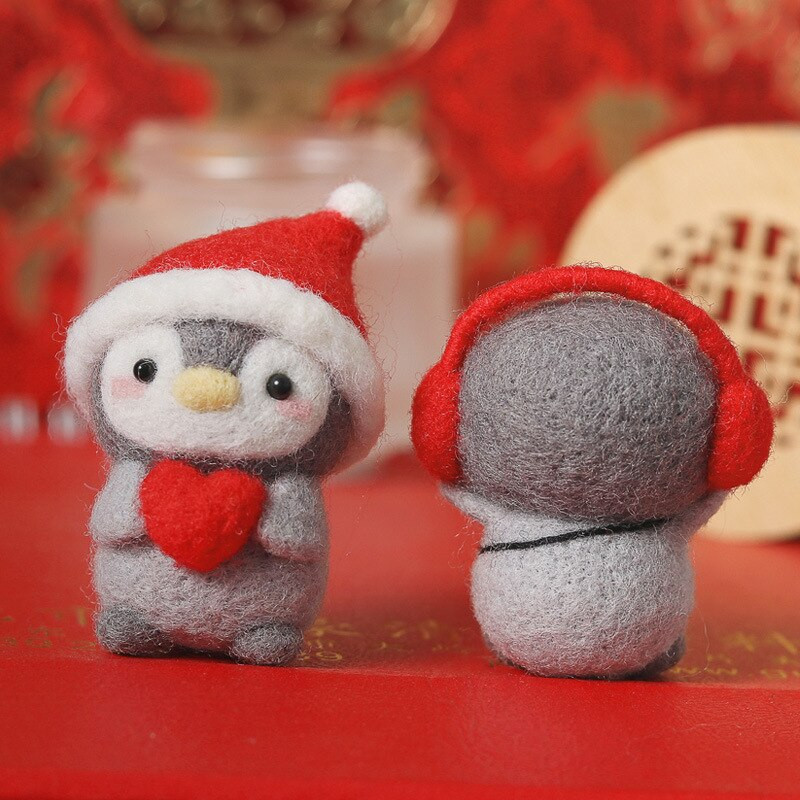 Trusă de pâslă neterminată 2021 Nou, Cele mai recente, amuzante, festive, de Crăciun, Anul Nou, Pinguin, lână, set de pâslă cu ac, Pachet de jucărie pentru păpuși, lucrate manual