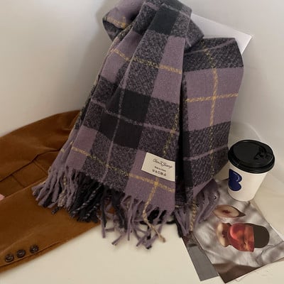 Καρό γυναικείο κασκόλ  με μήκος 190 cm