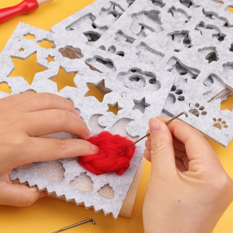 LMDZ 2/7PCS Σετ χειροτεχνίας μαλλί τσόχα φόρμα βελόνας με λαβή για DIY Craft Στένσιλ Απλικέ Χειροτεχνίας