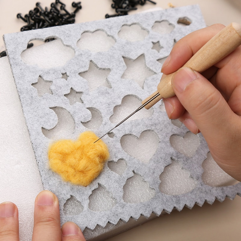 LMDZ 2/7PCS Σετ χειροτεχνίας μαλλί τσόχα φόρμα βελόνας με λαβή για DIY Craft Στένσιλ Απλικέ Χειροτεχνίας