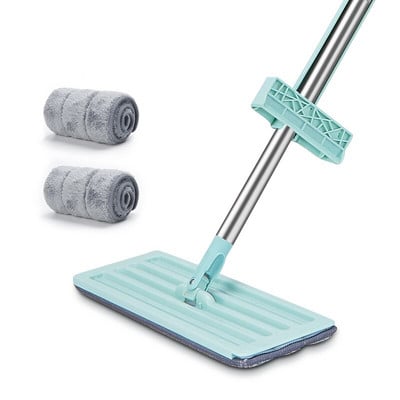 Hands Free Wash Squeeze Mop with 2 Microfiber Pads, Easy Self Wringing Cleaning Floor Mop for Home Office, 360 Degree Spin Mop