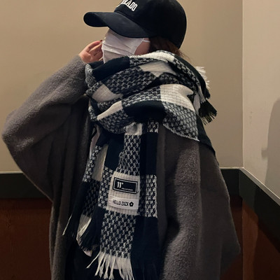 Eșarfă cu logo vintage în carouri pentru femei