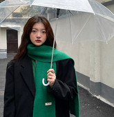 Eșarfă de iarnă de damă, de culoare uni, cu logo