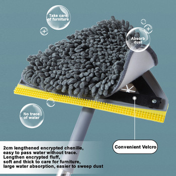 1 комплект триъгълен моп почистващ препарат за стени с дълга дръжка, въртящ се на 360 градуса, регулируем мек инструмент за почистване на прах от микрофибър