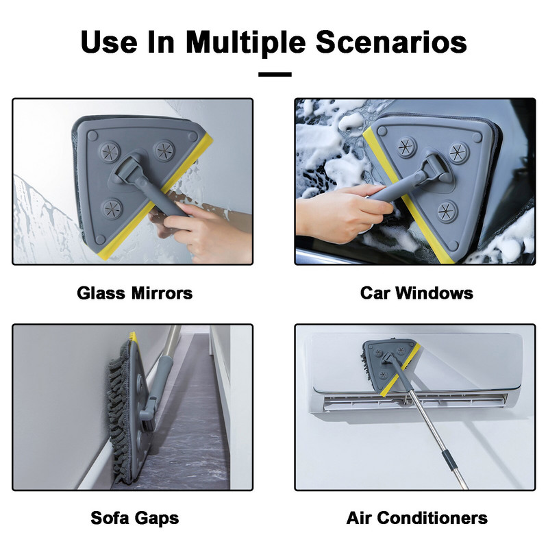 1 komplekti kolmnurkse mopiga seinapuhastusvahend pika käepidemega 360 kraadi pööratav reguleeritav pehmest mikrokiust tolmupuhastusvahend