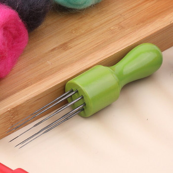 MIUSIE Μάλλινες βελόνες τσόχας Εργαλεία εκκίνησης με μαξιλαράκι αφρού και λαβή από μασίφ ξύλο για χειροτεχνία DIY μαλλί τσόχας