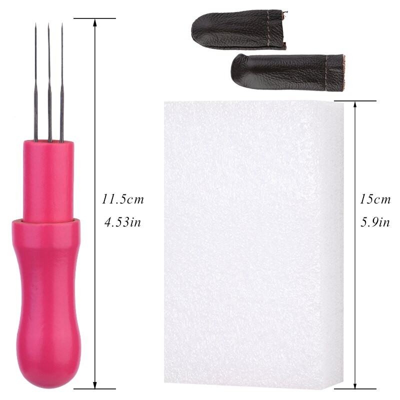 MIUSIE vilnos vėlimo adatų pradžios įrankiai su putplasčiu ir medžio masyvo vėlimo įrankiu, skirtu vilnos vėlimo amatų darbams