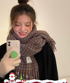 Νέο μοτίβο καρό κασκόλ  με κρόσσια για γυναίκες