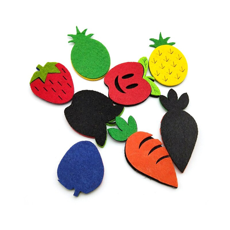 WISHMETYOU 10 buc. Pâslă tăiată fără fructe pentru copii, bricolaj, pentru acasă, meșteșuguri în cameră, autocolante pentru decorațiuni pentru grădiniță, făcute manual, pâsle drăguțe