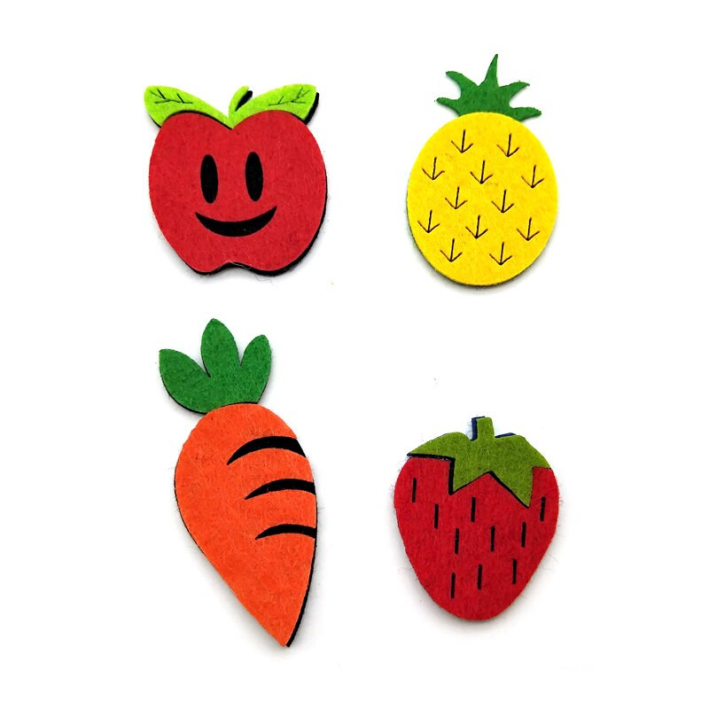 WISHMETYOU 10 buc. Pâslă tăiată fără fructe pentru copii, bricolaj, pentru acasă, meșteșuguri în cameră, autocolante pentru decorațiuni pentru grădiniță, făcute manual, pâsle drăguțe