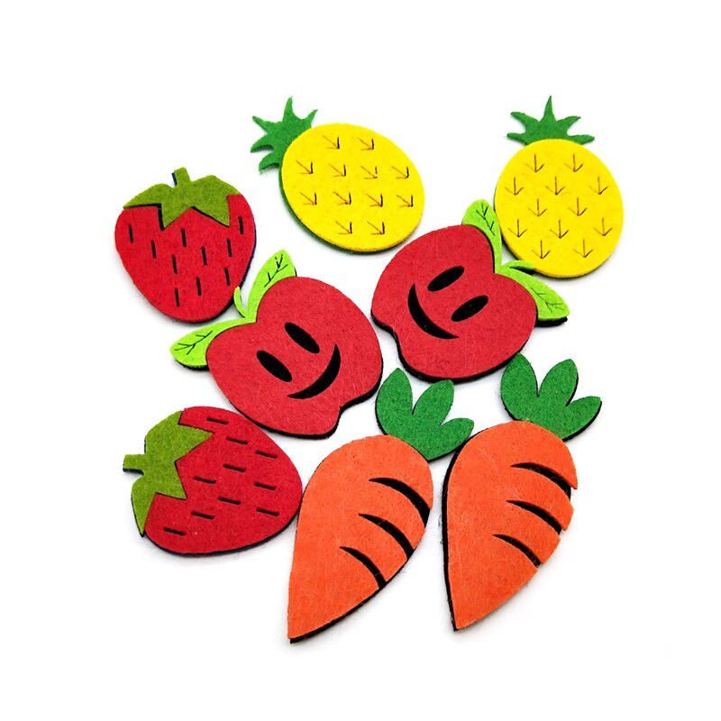 WISHMETYOU 10 buc. Pâslă tăiată fără fructe pentru copii, bricolaj, pentru acasă, meșteșuguri în cameră, autocolante pentru decorațiuni pentru grădiniță, făcute manual, pâsle drăguțe