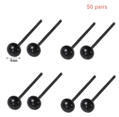 50 paari 3/4/5 mm musta oa silmad vildimiseks isetehtud loomade mänguasjade silmatarvikute jaoks.