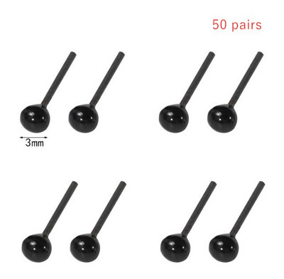 50 paari 3/4/5 mm musta oa silmad vildimiseks isetehtud loomade mänguasjade silmatarvikute jaoks.