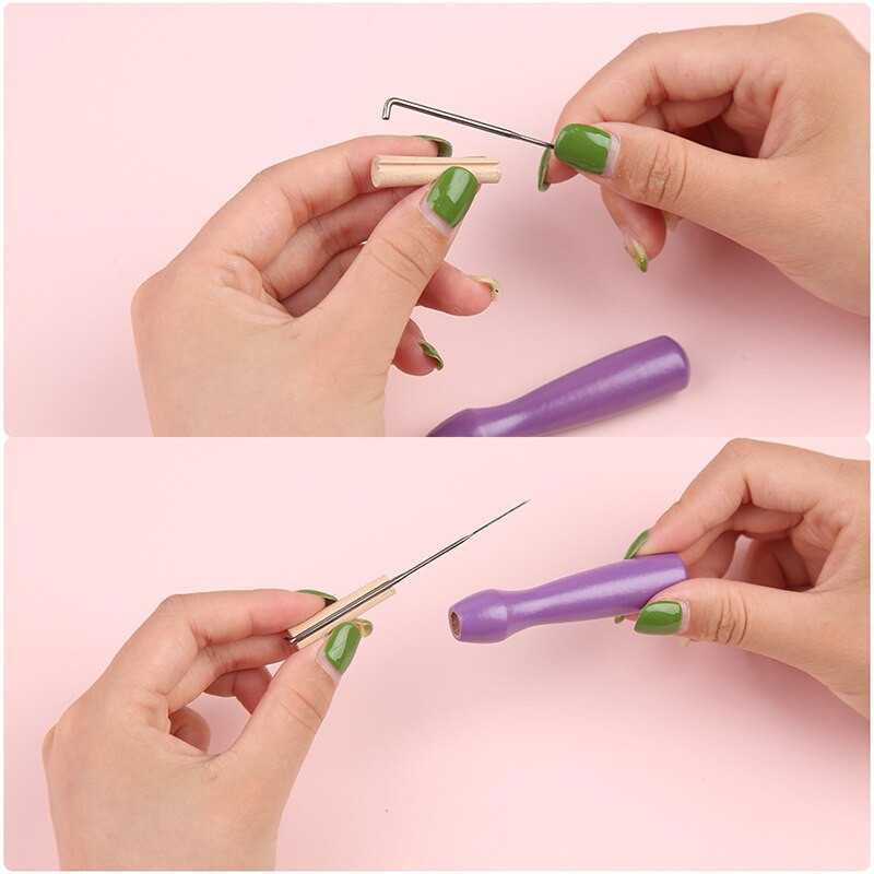 IMZAY vilnos vėlimo adatų rinkinys su putplasčio padu medinėmis rankenomis įrankių vėlimo adatos „pasidaryk pats“ rankų darbo įrankių priedai