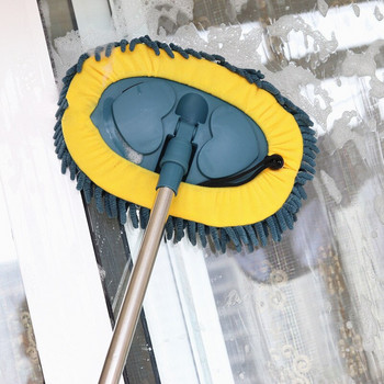 Chenille Broom Четка за прах Уред за почистване на подови прозорци Моп за баня Въртящ се Моп за миене на автомобили Дълга дръжка Регулируем инструмент за почистване