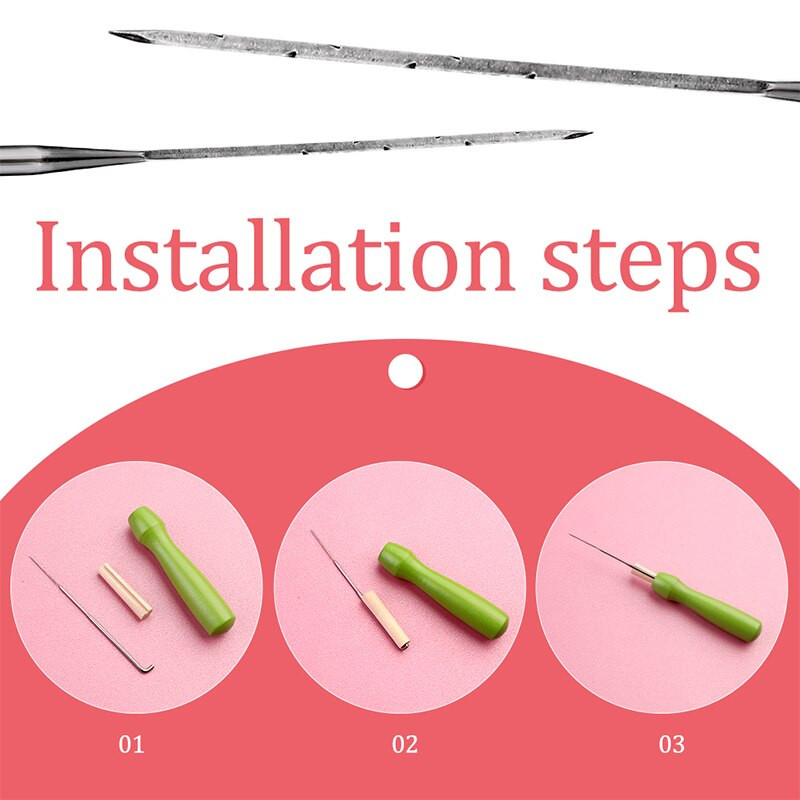 Fenrry Πολύχρωμη Ξύλινη Λαβή Felting Needle Tool Kit With 3 Sizes 18pcs Felting Needles 2pcs Random Color Finger Protector DIY