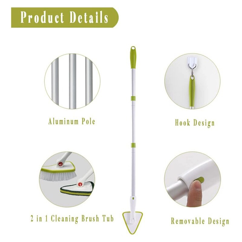 Επεκτάσιμη βούρτσα καθαρισμού μπάνιου και πλακιδίων με μακριά λαβή βούρτσα καθαρισμού ντους 2 σε 1 σκληρές τρίχες βούρτσα καθαρισμού και σφουγγάρι καθαρισμού