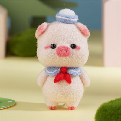 Familie de porci drăguț pentru împâslă din lână Material pentru pachete de jucărie lucrată manual Păpușă de porcușor din pâslă înțepată nefinisat Artizanat DIY Lucrări de ac pentru începători