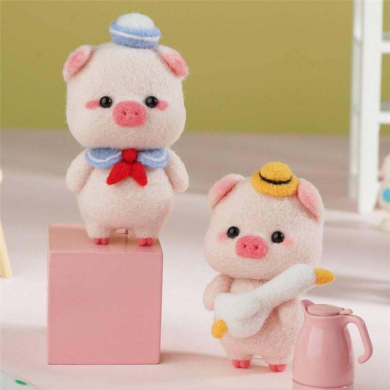 Familie de porci drăguț pentru împâslă din lână Material pentru pachete de jucărie lucrată manual Păpușă de porcușor din pâslă înțepată nefinisat Artizanat DIY Lucrări de ac pentru începători