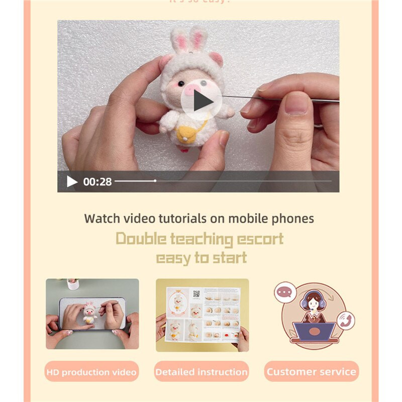 Familie de porci drăguț pentru împâslă din lână Material pentru pachete de jucărie lucrată manual Păpușă de porcușor din pâslă înțepată nefinisat Artizanat DIY Lucrări de ac pentru începători