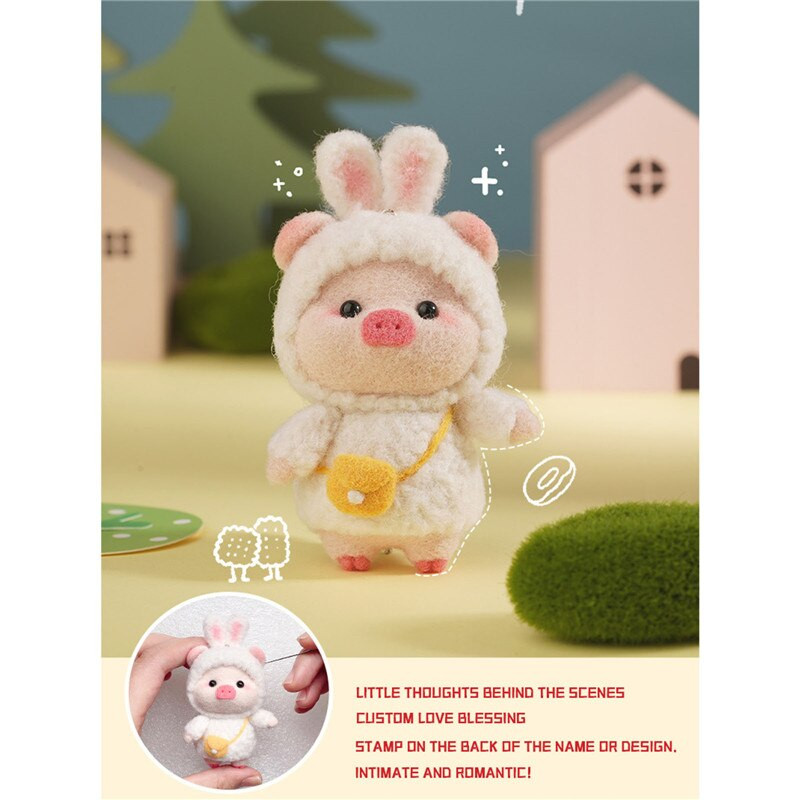 Familie de porci drăguț pentru împâslă din lână Material pentru pachete de jucărie lucrată manual Păpușă de porcușor din pâslă înțepată nefinisat Artizanat DIY Lucrări de ac pentru începători