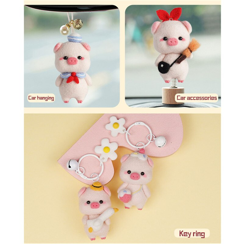 Familie de porci drăguț pentru împâslă din lână Material pentru pachete de jucărie lucrată manual Păpușă de porcușor din pâslă înțepată nefinisat Artizanat DIY Lucrări de ac pentru începători