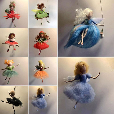 Нови DIY Little Fairy Wool Felt Dolls Craft Felt Needle Animal Kit Craft Set Недовършен Ръчно изработен Poke Gift